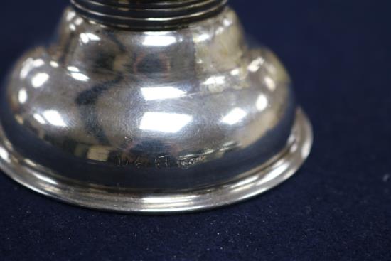 A George III silver wine funnel, crested, London 1794, maker Henry Chawner and a small Irish wine funnel.